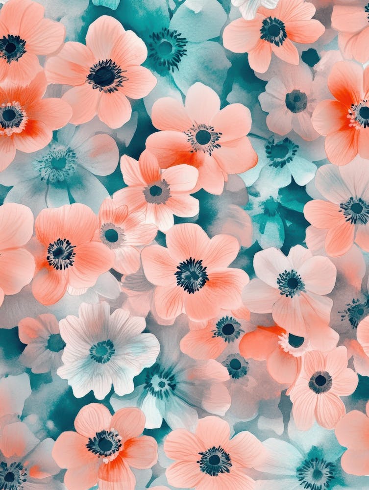 Pink And Blue Flowers 2