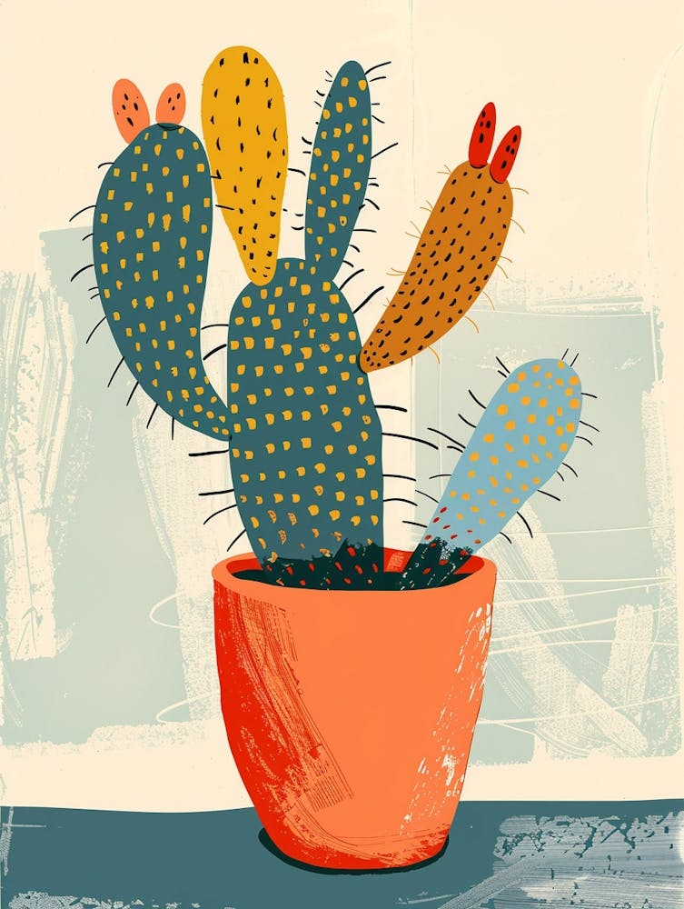 Pincushion Cactus Minimalist Abstract Illustration 4