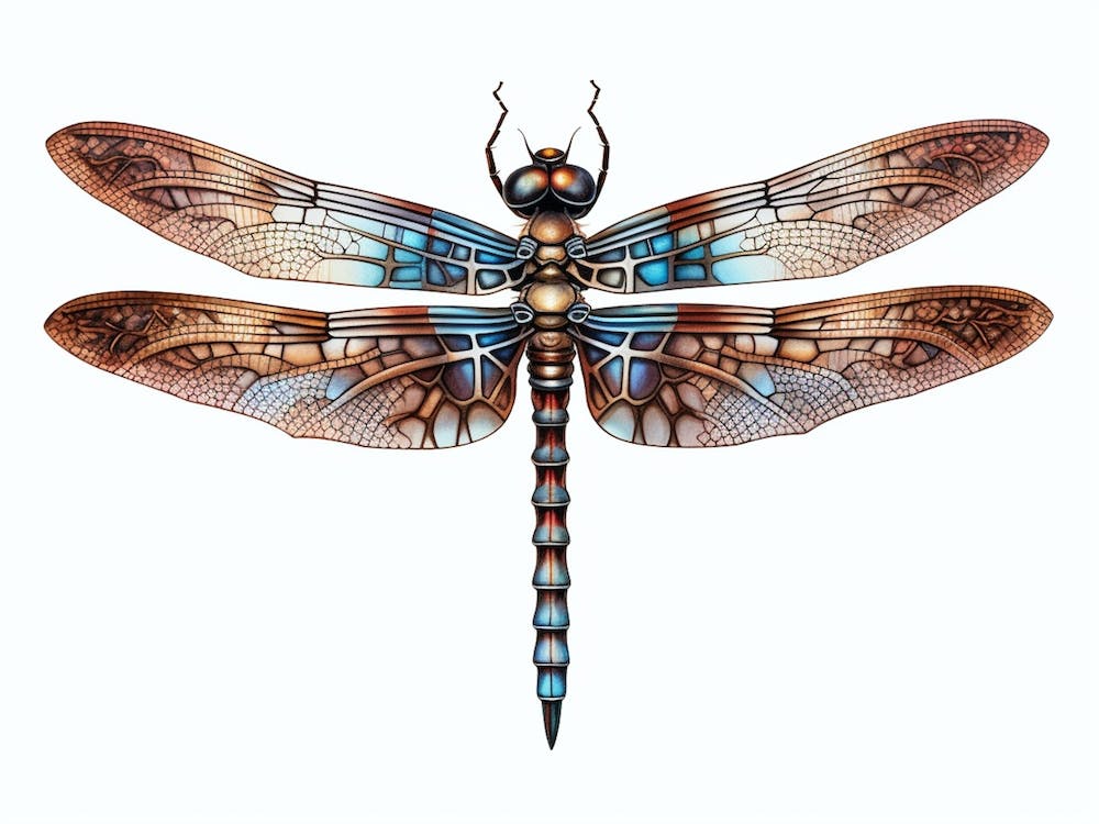Dragonfly Blue Eyed Darner Aeshna Illustration Minimal 6