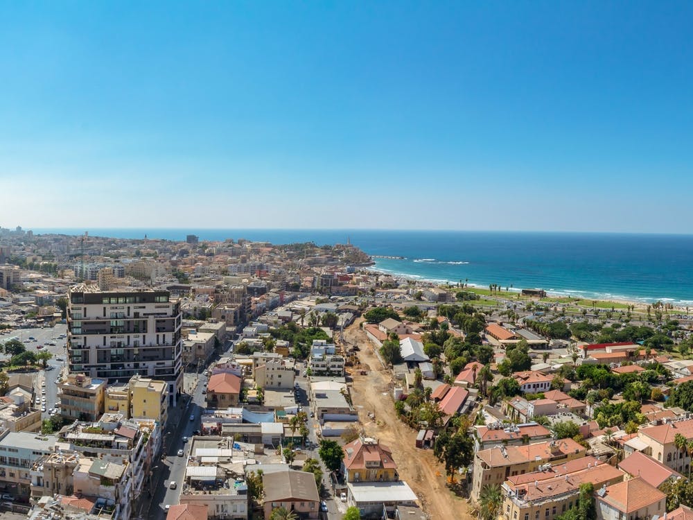 Panorama Aerial View Of South Tel Aviv Neighborhoods And Old Jaffa