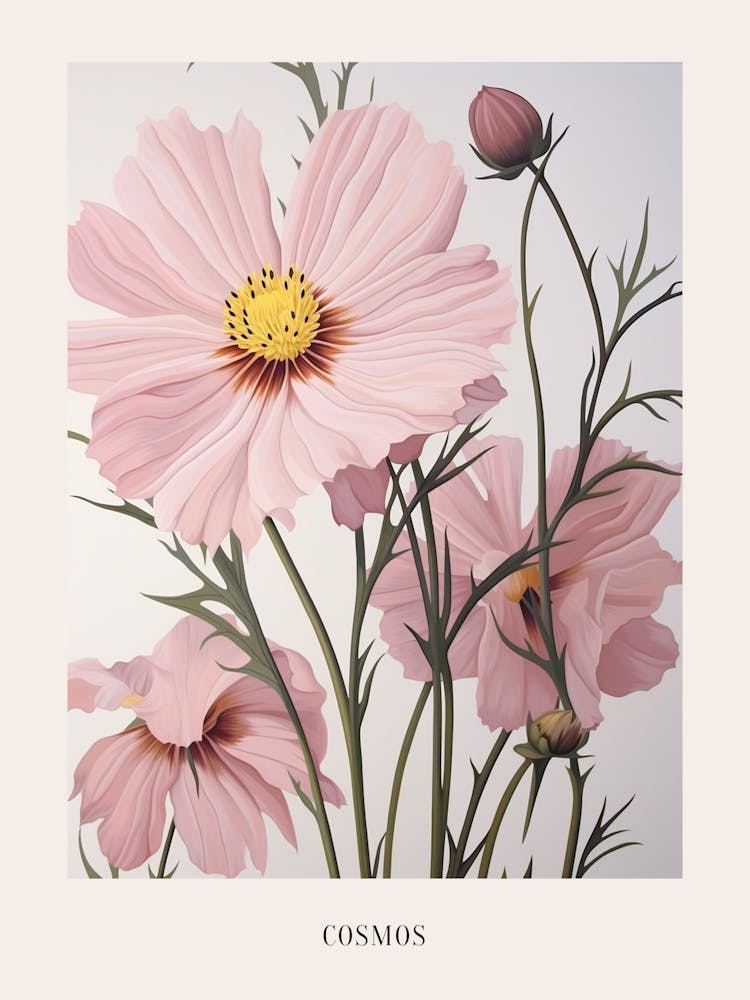 Floral Illustration Cosmos 1 Poster