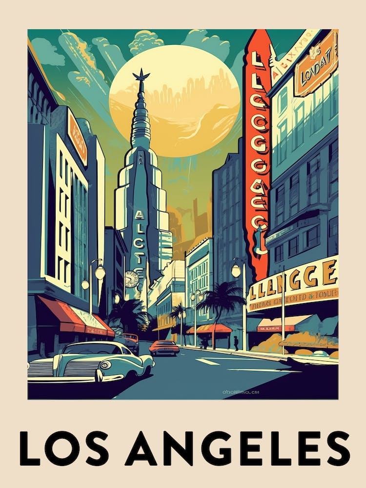 Los Angeles 2 Vintage Travel Poster