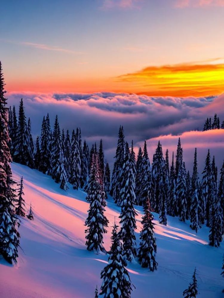 Arabba, Italy Sunrise Skiing Poster