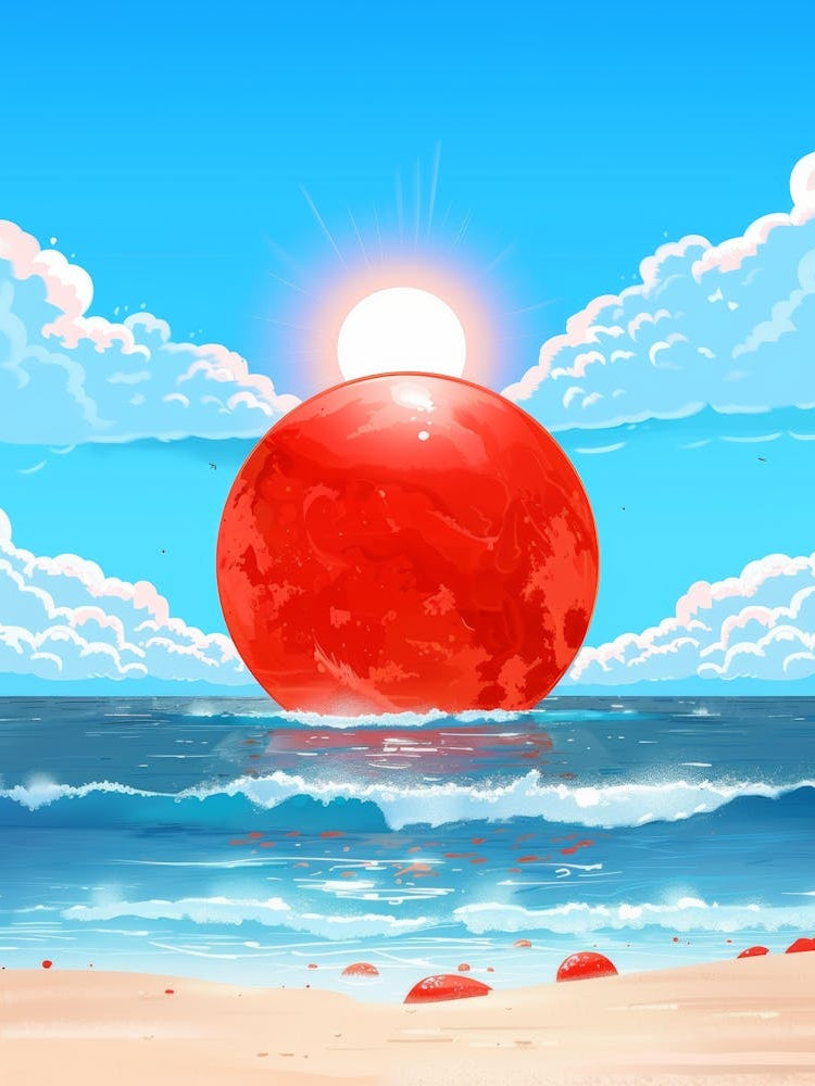 Red Ball On The Beach