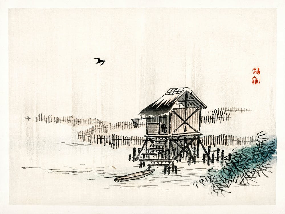Cottage In The River, Kōno Bairei