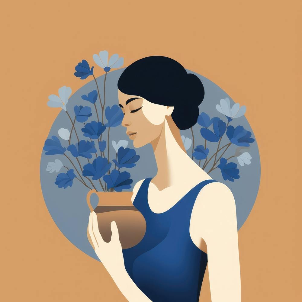 Woman Holding A Vase Of Flowers