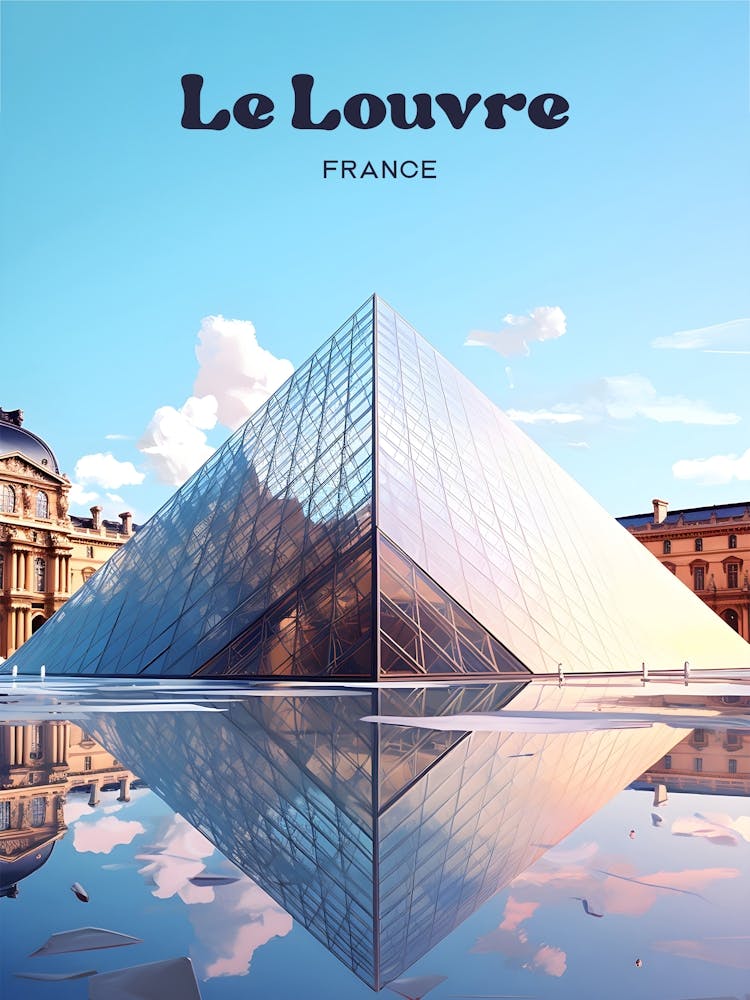Louvre Museum France Bucket List Modern Travel Illustration