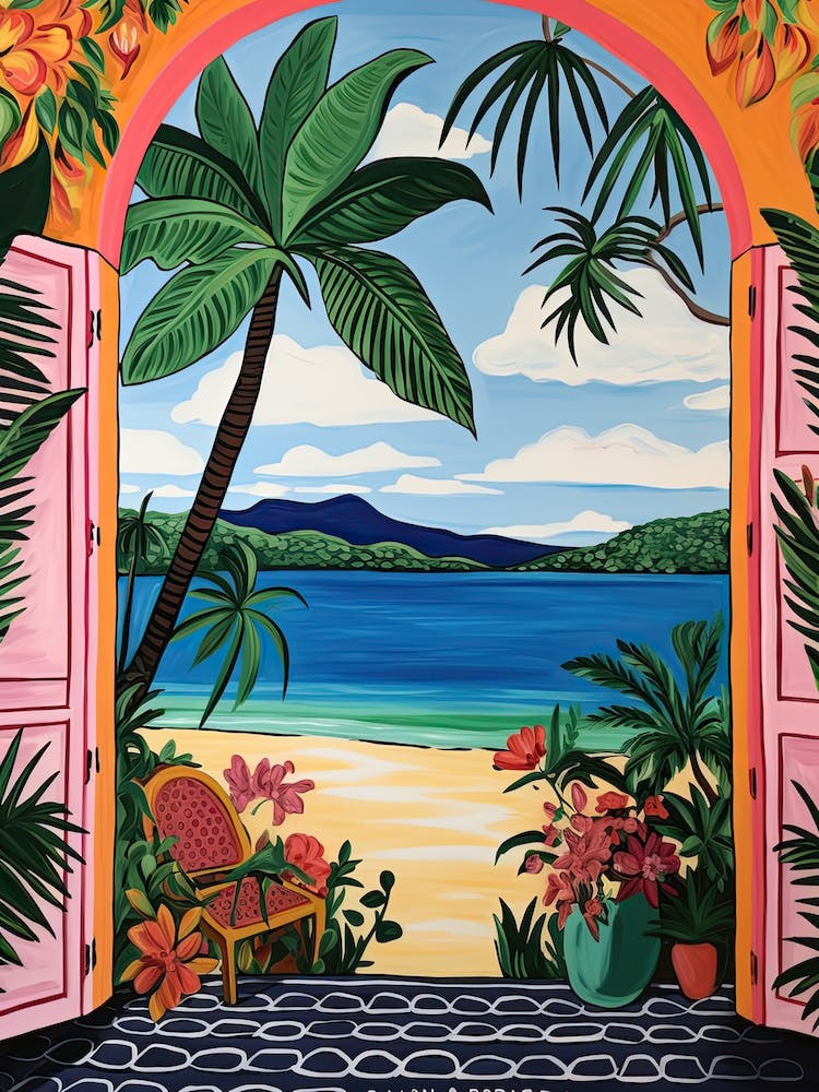 Half Moon Bay, Antigua, Matisse And Rousseau Style 2