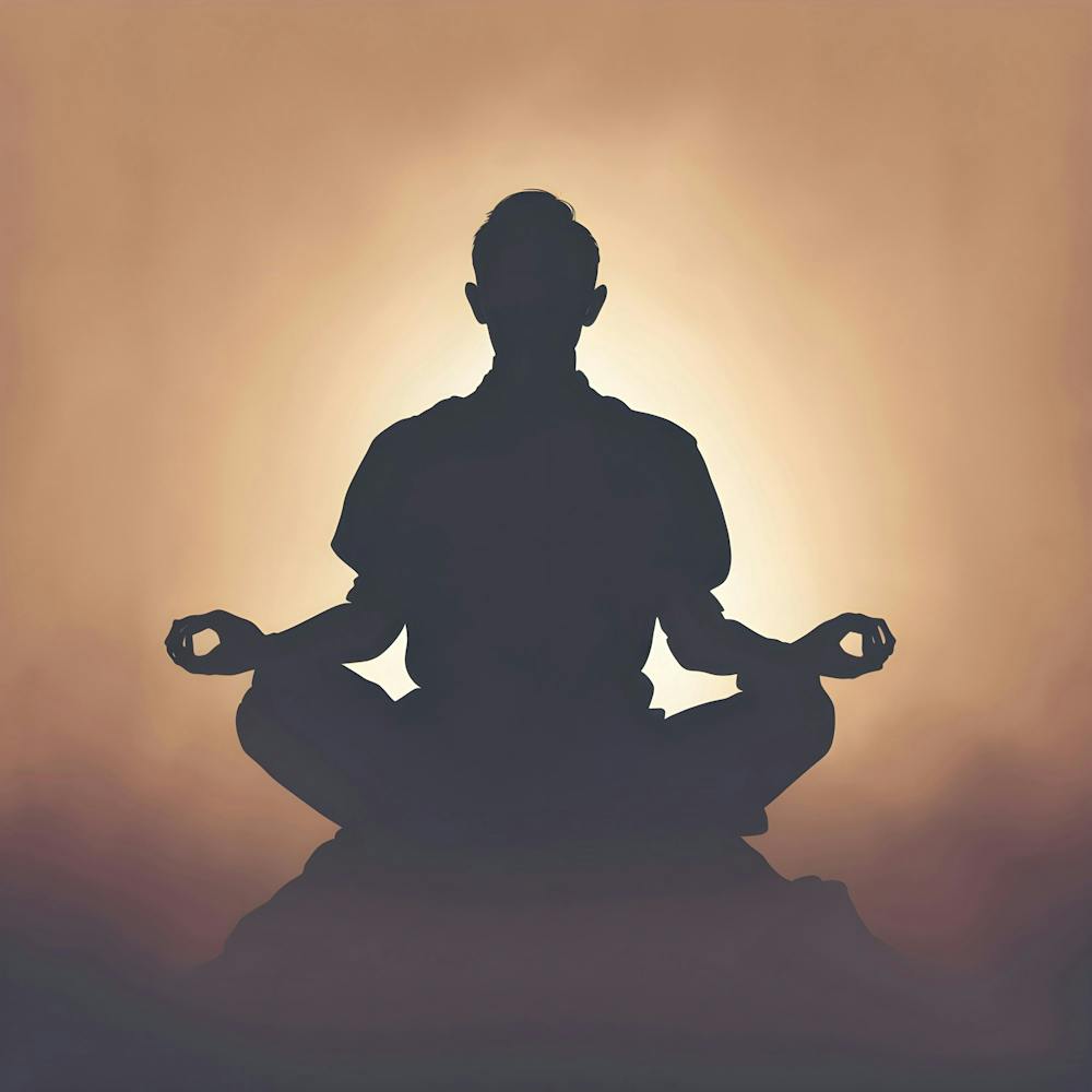 Silhouette Of A Man Meditating