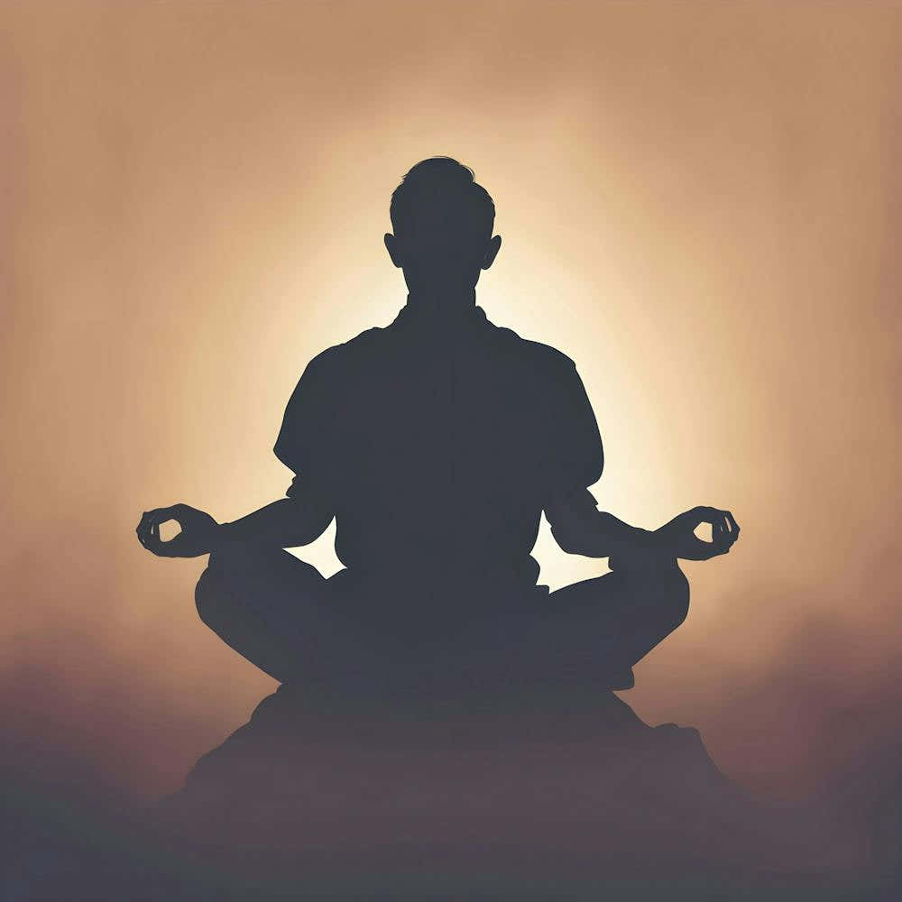 Silhouette Of A Man Meditating