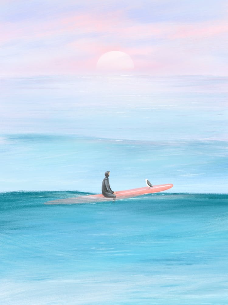 Surfer And Seagull