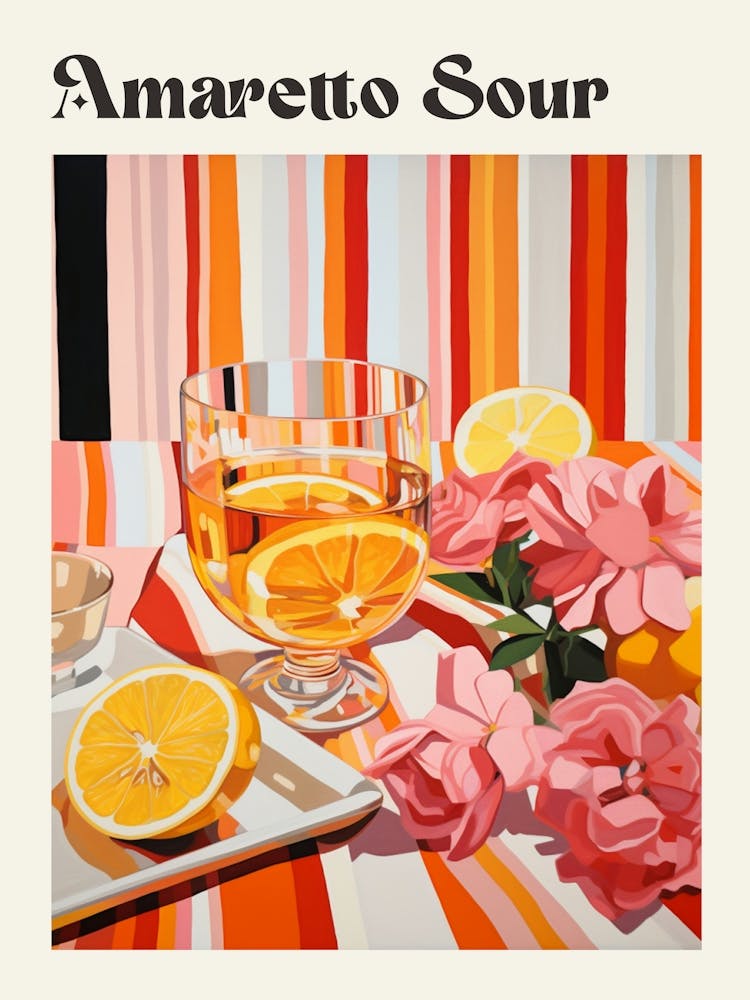 Amaretto Sour 2 Retro Cocktail Poster