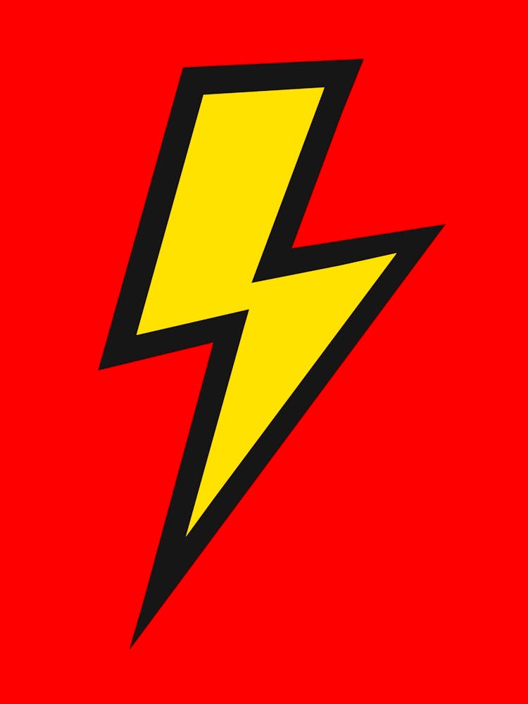 Yellow Lightning Bolt on Red
