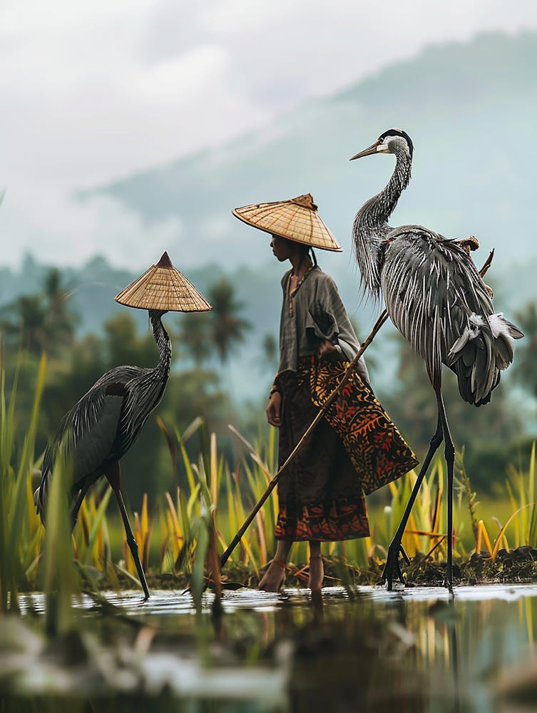 Herons In The Water