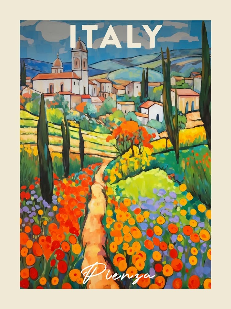 Pienza Italy 1 Fauvist Painting Travel Poster