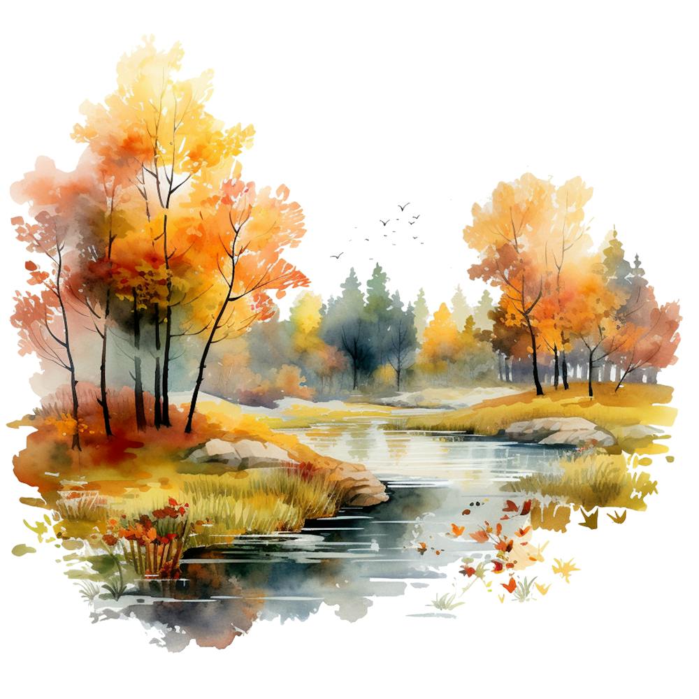 Watercolor Autumn Landscape 11