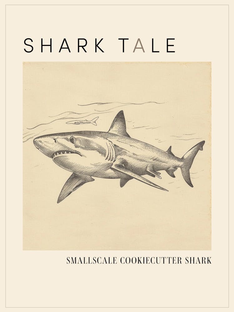 Smallscale Cookiecutter Shark Vintage Illustration 3 Poster