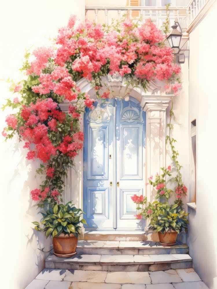 Istanbul, Turkey   Mediterranean Doors Watercolour Painting 1