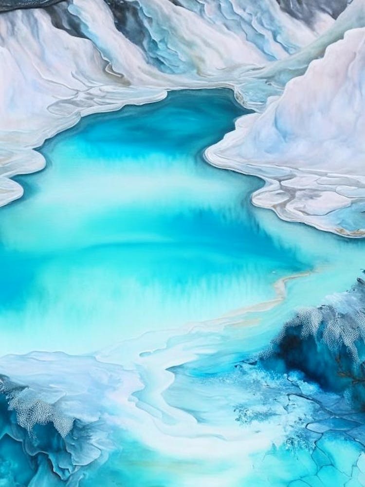 Hot Springs Waterscape Marble Acrylic Painting 2