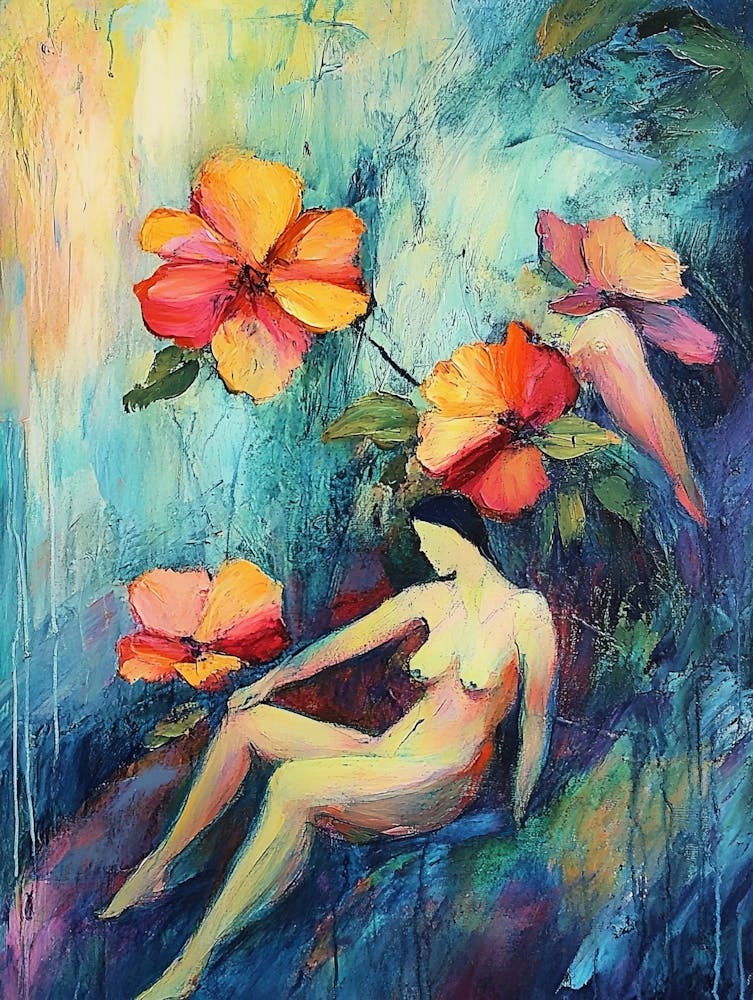 Nude With Flowers