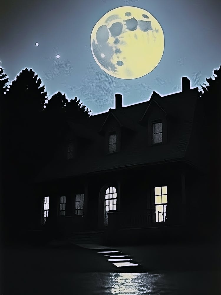 Full Moon Over Haunting House