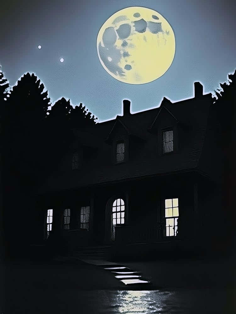 Full Moon Over Haunting House