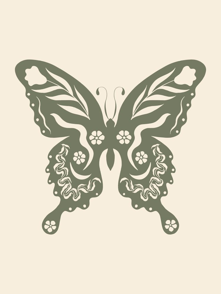 Folk Art Butterfly 03 - Sage Green