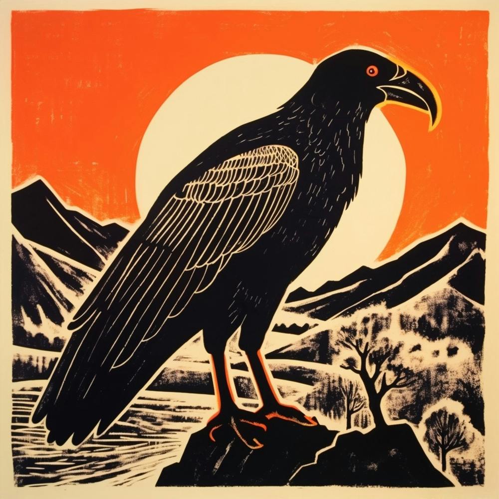 Retro Bird Lithograph California Condor 3