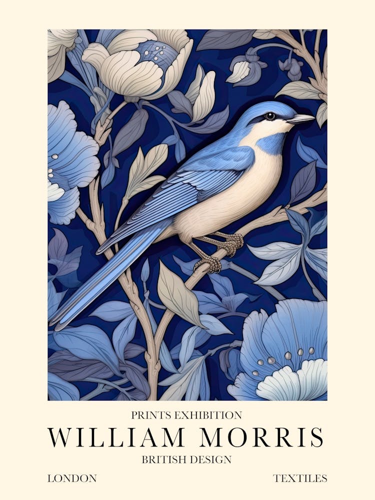 William Morris London Exhibition Poster Blue Bird