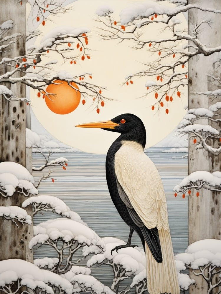Winter Bird Painting Cormorant 1