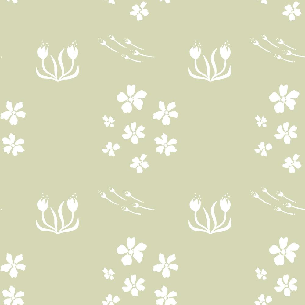 White Flowers On A Green Background