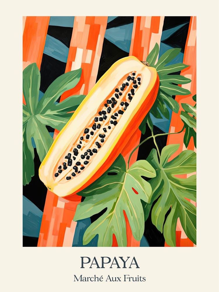 Marche Aux Fruits Papaya Fruit Summer Illustration 3