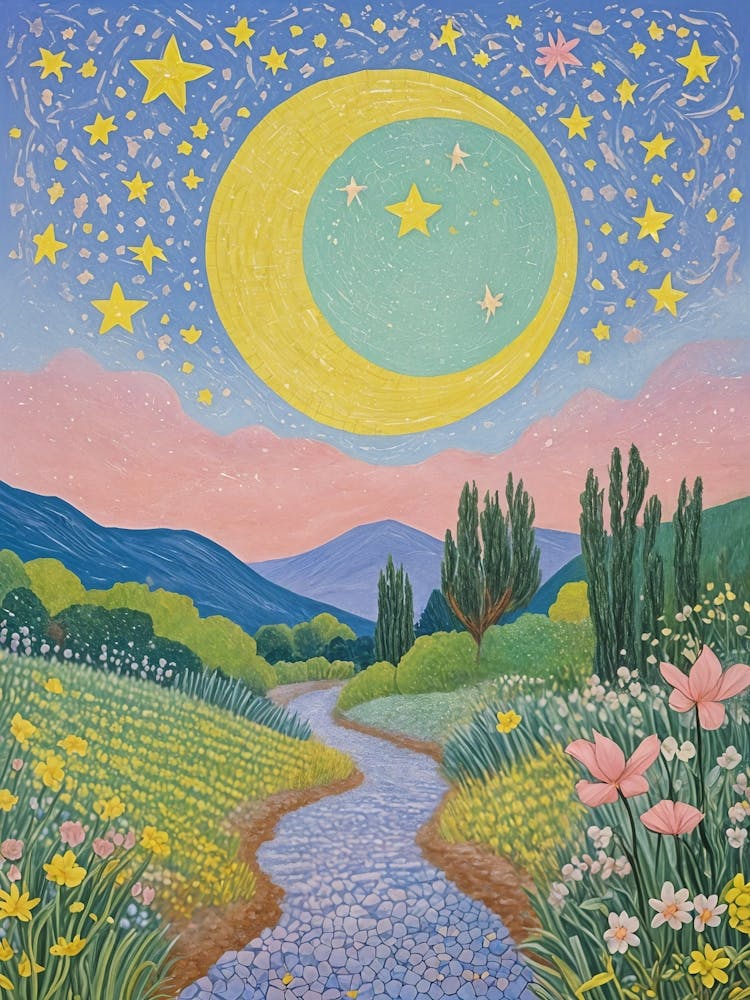 Stream Under The Moon And Stars