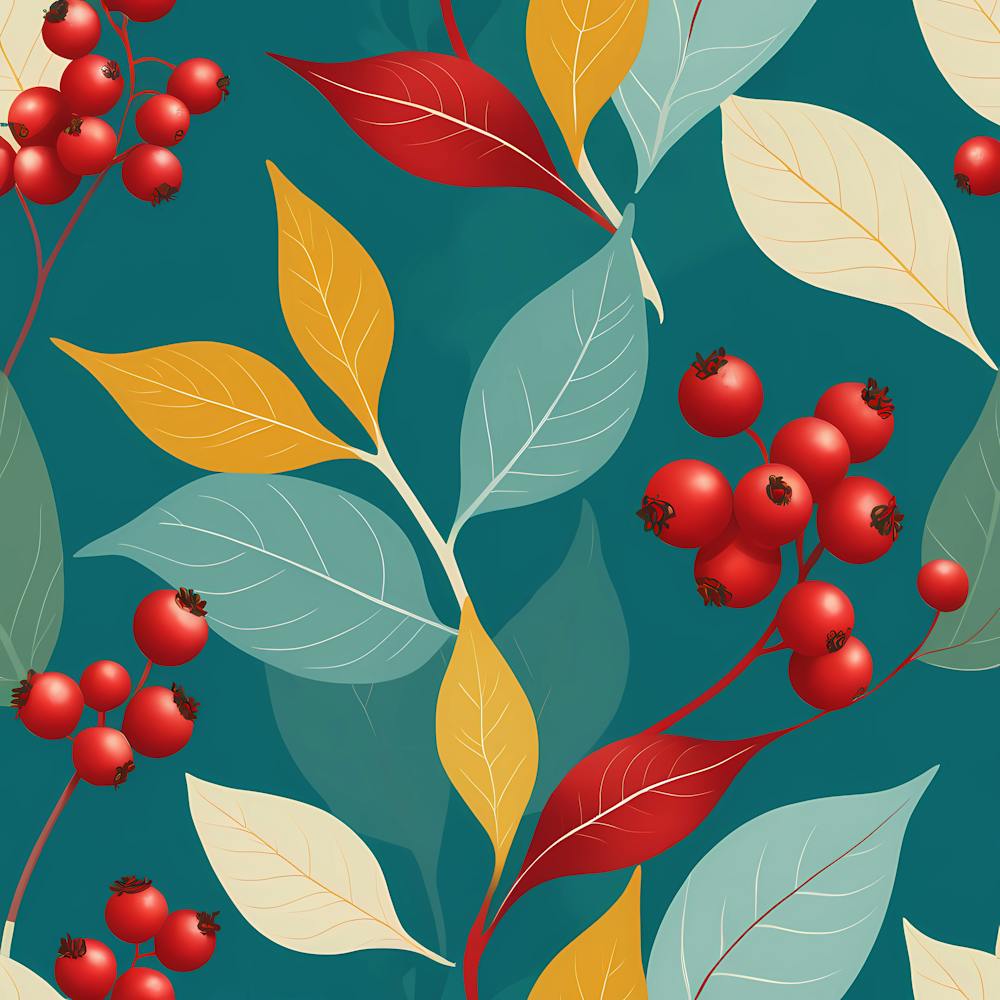 Autumn Leaves And Berries