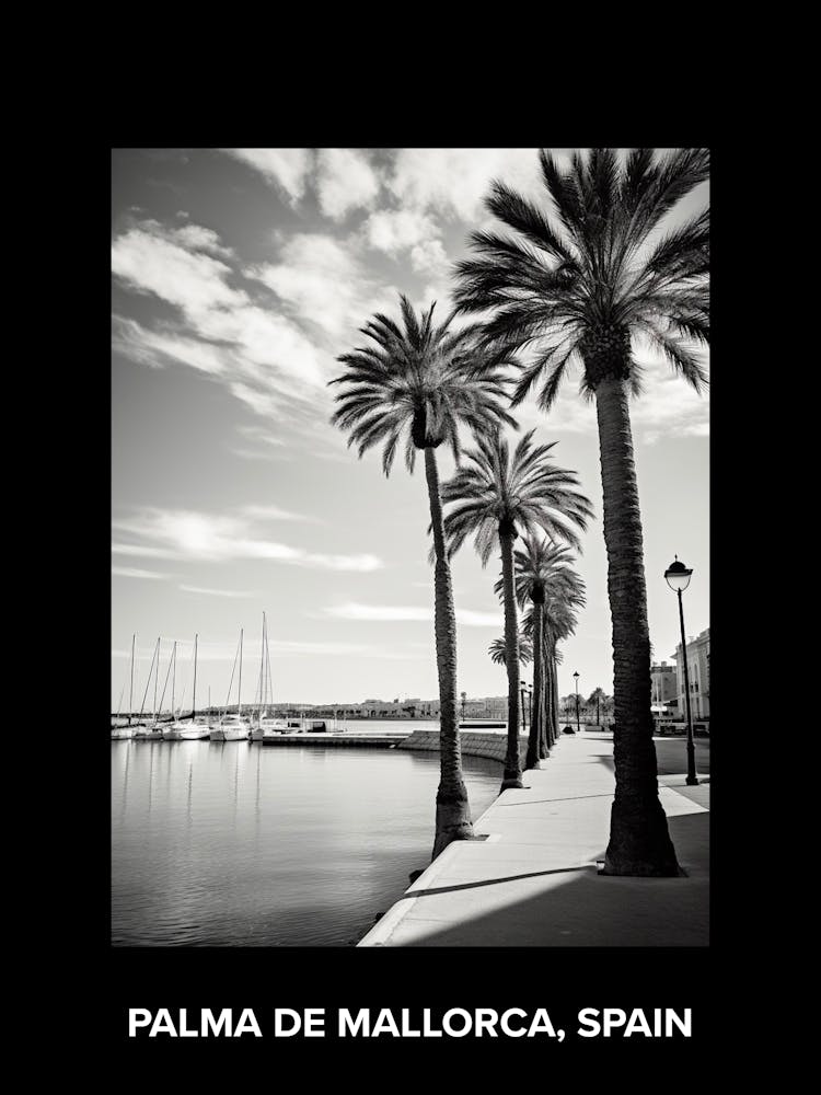 Poster Of Palma De Mallorca, Spain, Mediterranean Black And White Photography Analogue 3