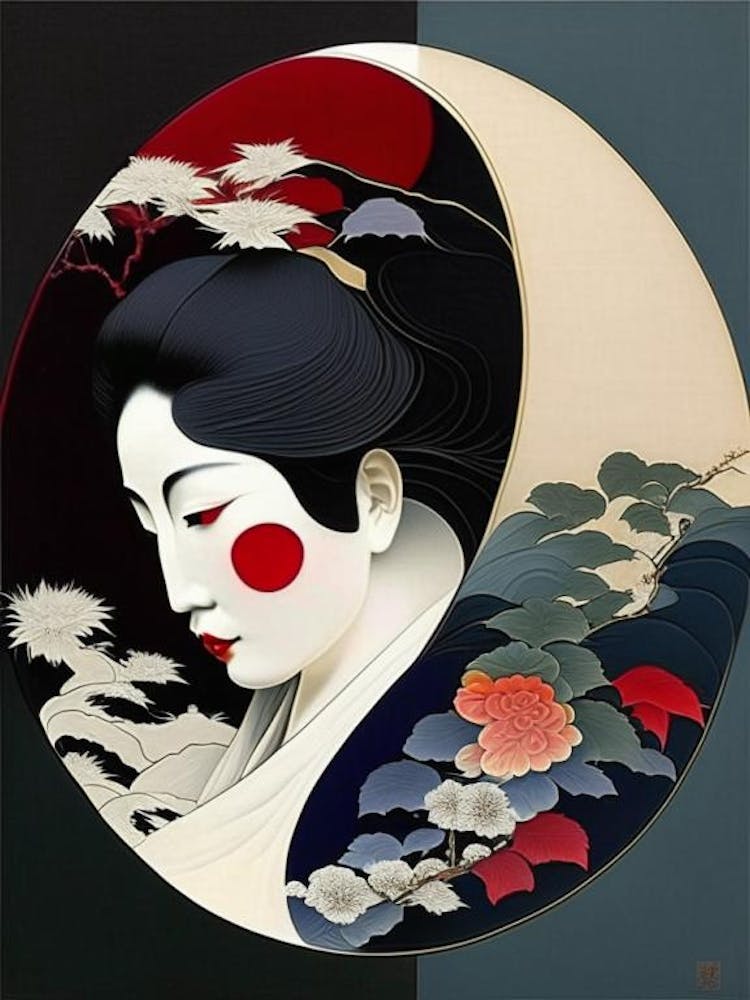 Colour Yin and Yang 2, Japanese Ukiyo E Style