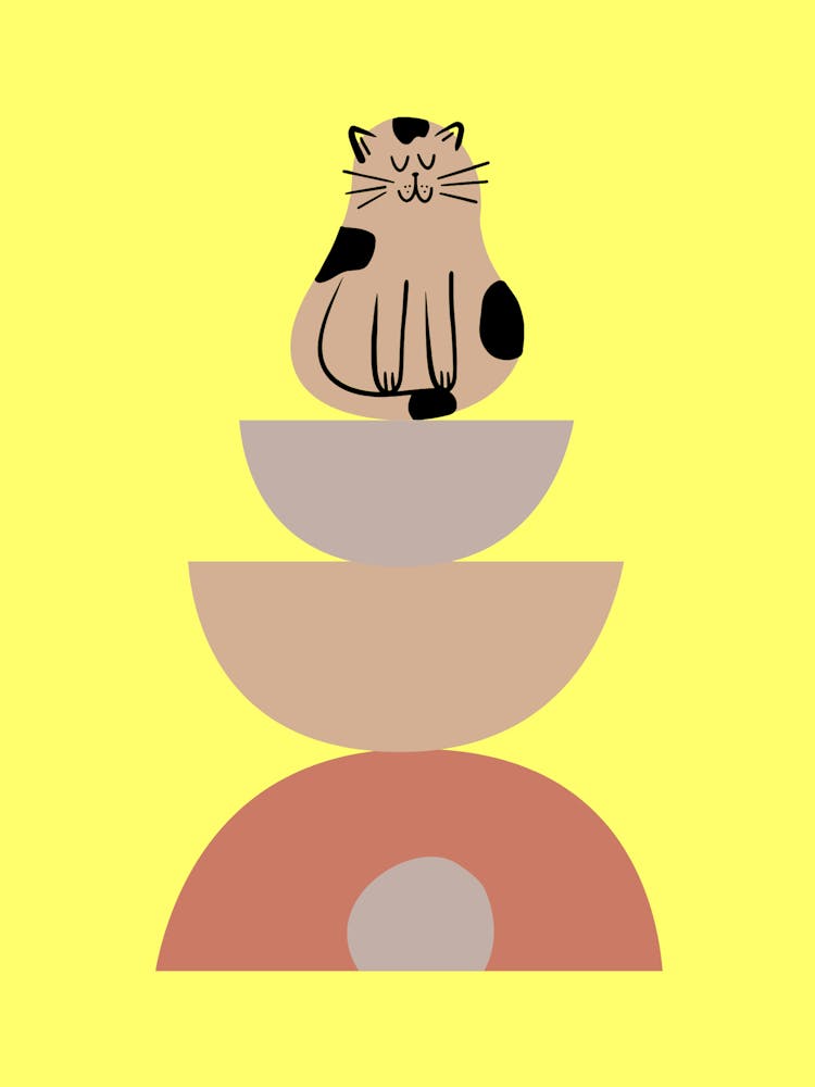 Cat Sitting On A Stack Of Bowls
