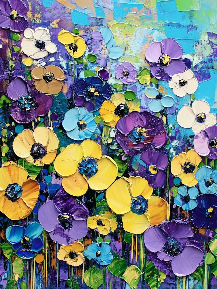 Purple And Yellow Flowers Art