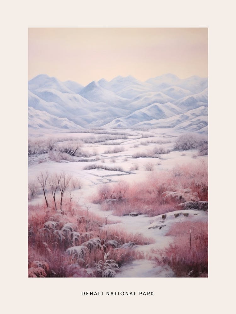 Dreamy Winter National Park Poster  Denali National Park United States 2