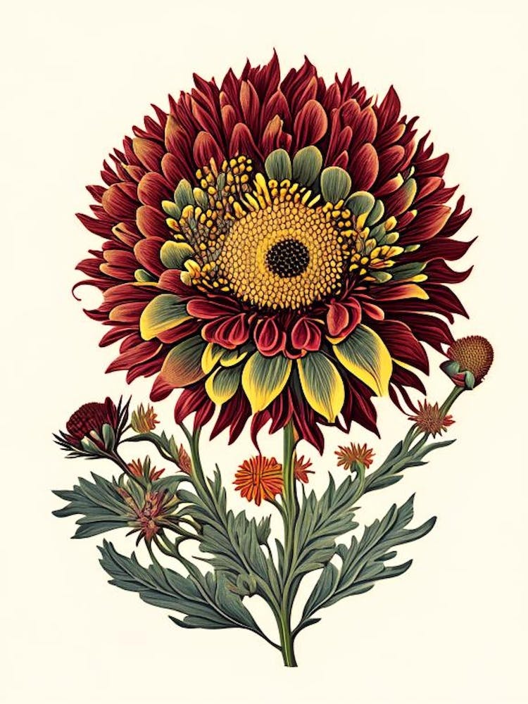 Blanket Flower Wildflower Vintage Botanical 2