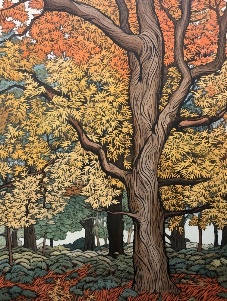 Elm 1 Vintage Autumn Tree Print 