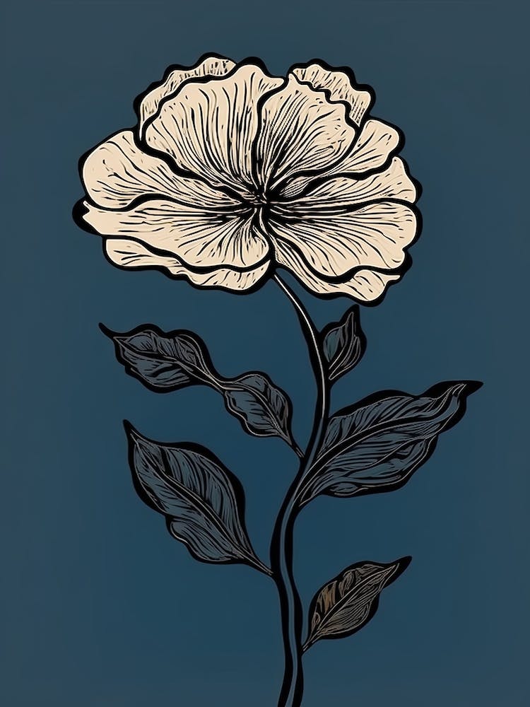 Line Art Marigold Flowers Illustration Neutral 14