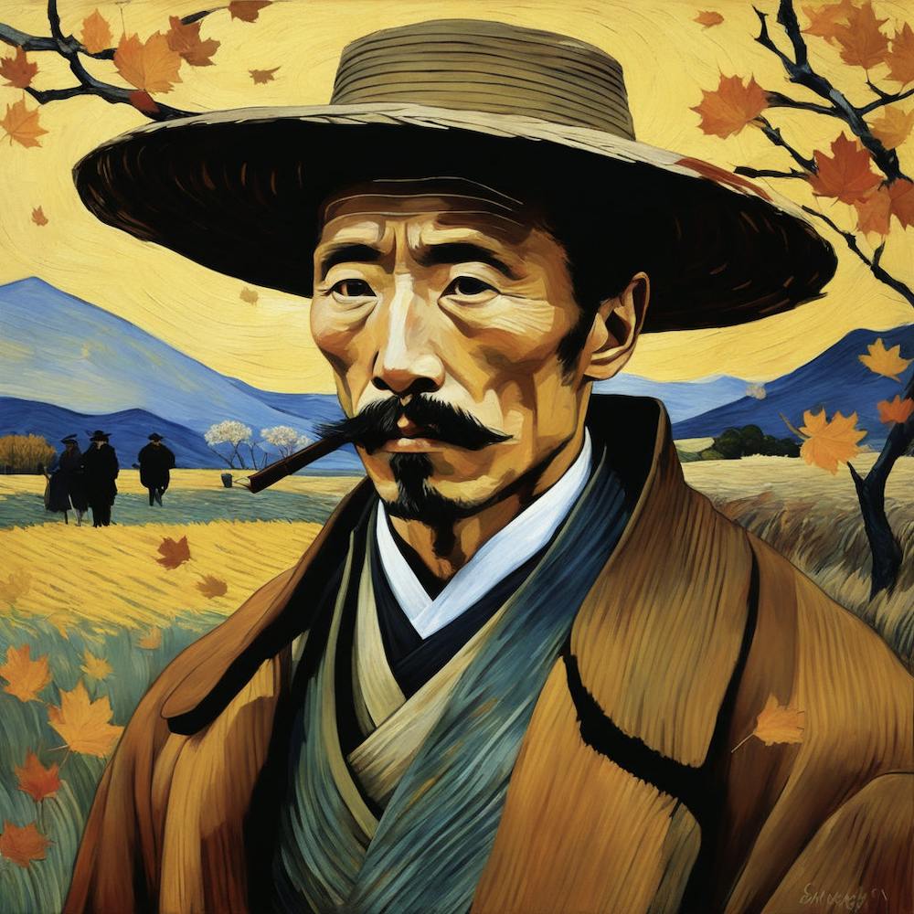 Japanese Fisherman in Van Gogh style