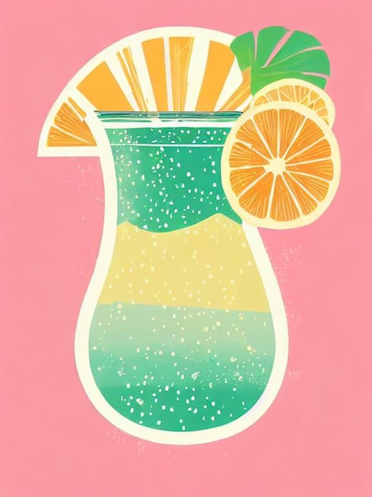 Caipiroska Retro Pink Cocktail Poster
