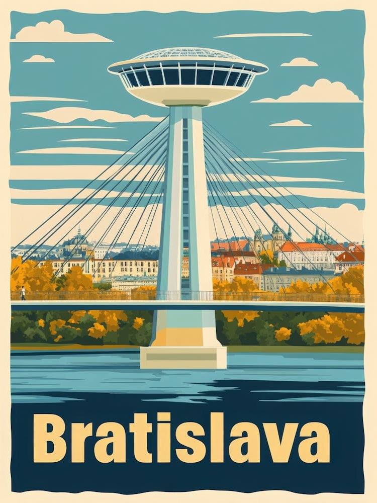 Aihrgdesign A Retro Travel Poster For Bratislava 3