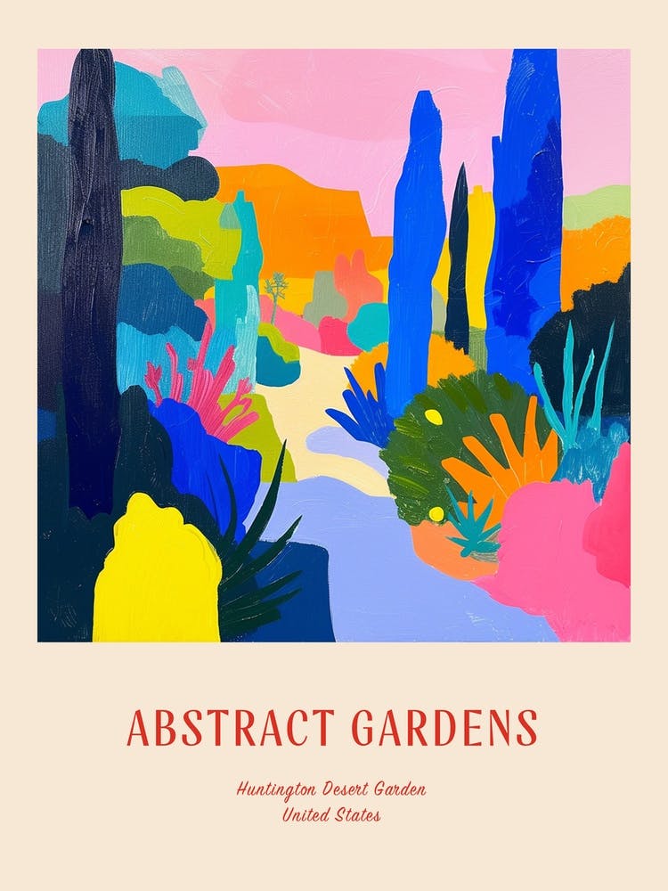 Colourful Gardens Huntington Desert Garden Usa 2 Red Poster