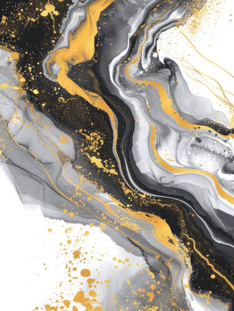 Gold And Black Abstract Painting 44
