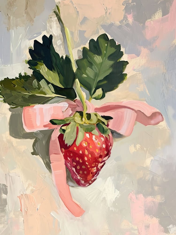 Strawberry With Pink Ribbon