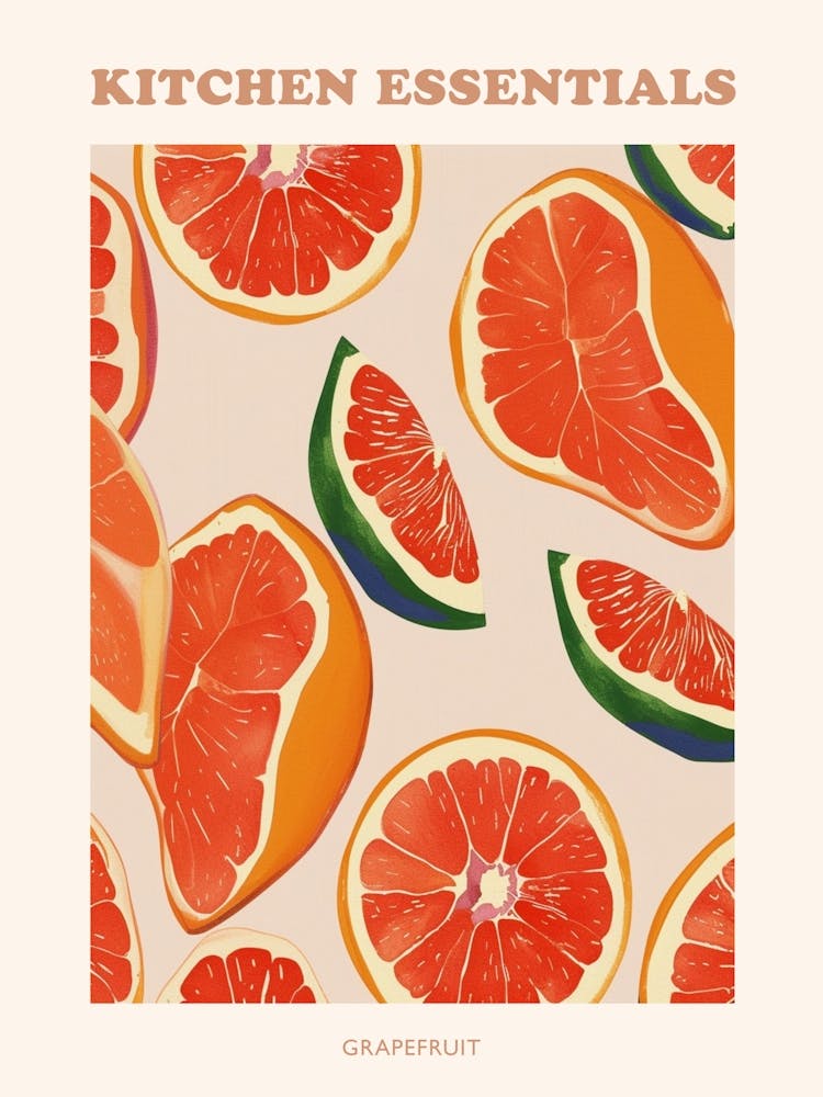 Grapefruit Abstract Pattern Illustration Poster 2