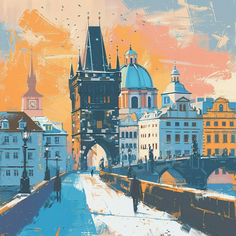 A Prague With Charles Bridge Expressive Strokes 2